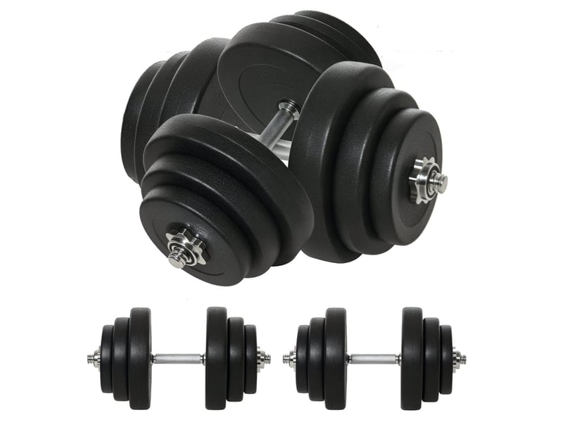  Set d'haltères 40 kg réglable avec poignées en métal noir  - Conforama A