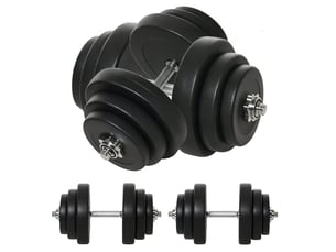Set d'haltères 40 kg réglable avec poignées en métal noir