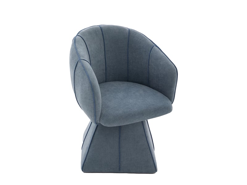  Fauteuil pivotant avec dossier haut ergonomique, pour chambre et salon en chenille bleue 56 × 54 × 74,5 cm  - Conforama A