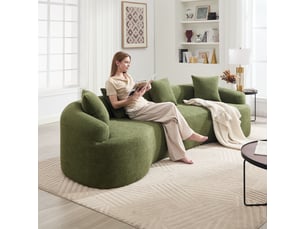 Canapé courbé moderne canapé modulable 4 places en chenille verte 275 cm sans montage