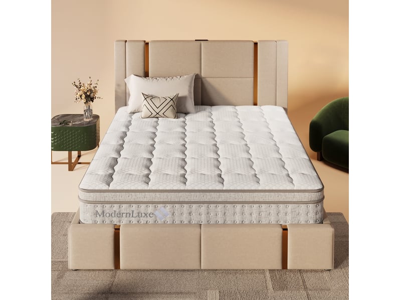  Matelas hybride à ressorts ensachés 7 zones h3, mousse froide respirante, blanc 140 × 200 × 25 cm  - Conforama B