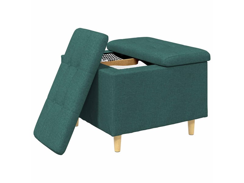  Ottoman, repose pied salon avec rangement vert foncé 60x60x45 cm tissu  - Conforama C