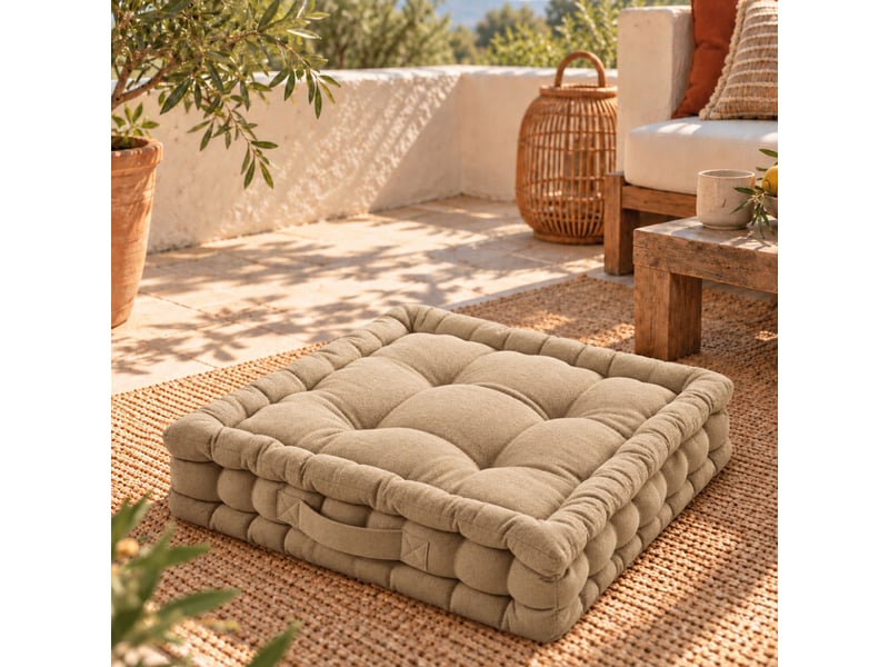 Coussin de sol capitonné - beige - Conforama D