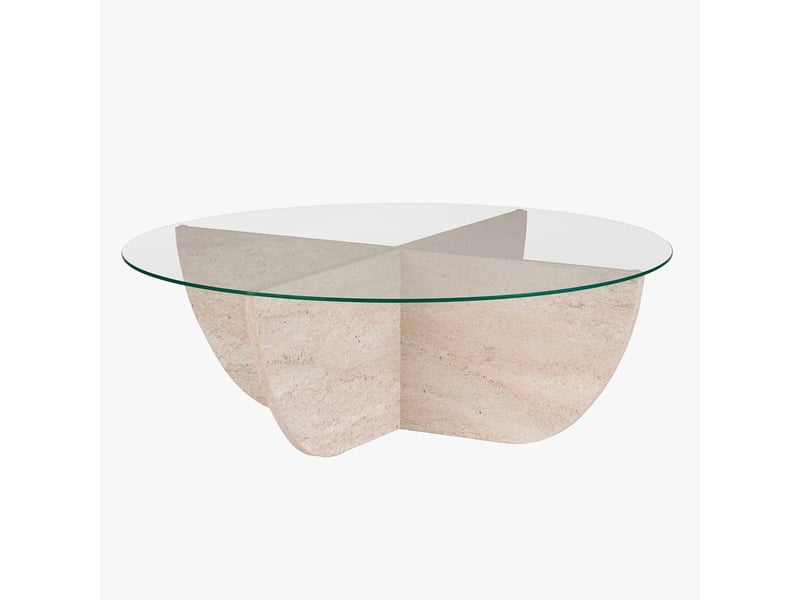 Table basse en verre piètement beige d90 cm  - Conforama A
