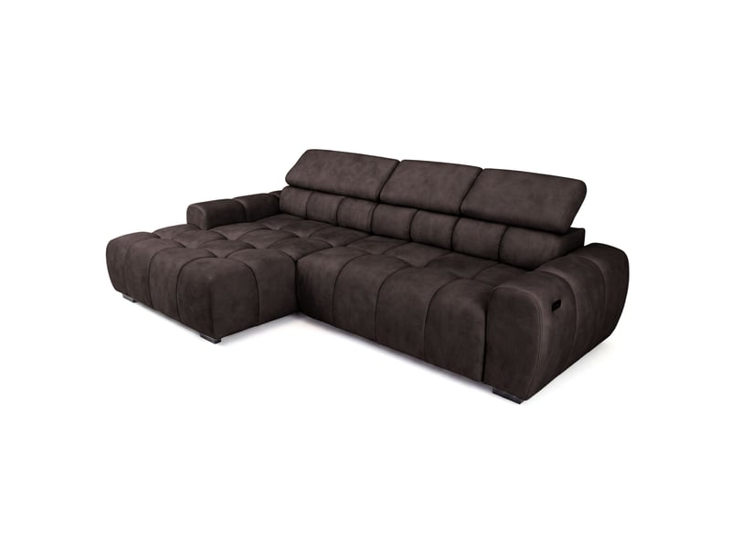  Canapé d'angle aldo avec fonction couchage, à gauche, tissu salvador, marron foncé (04)  - Conforama D