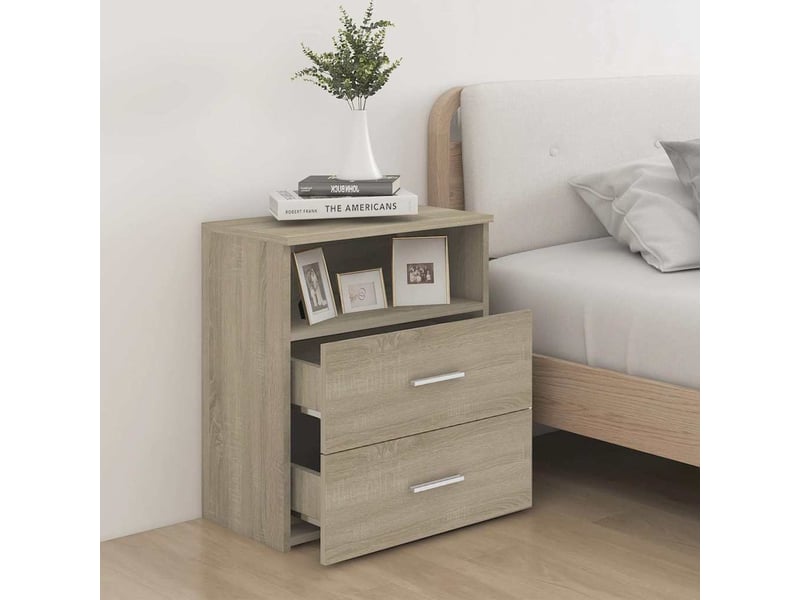  Lot de 2 tables de chevet - cabinet de chevet - table de nuit chêne sonoma 50x32x60 cm  - Conforama B