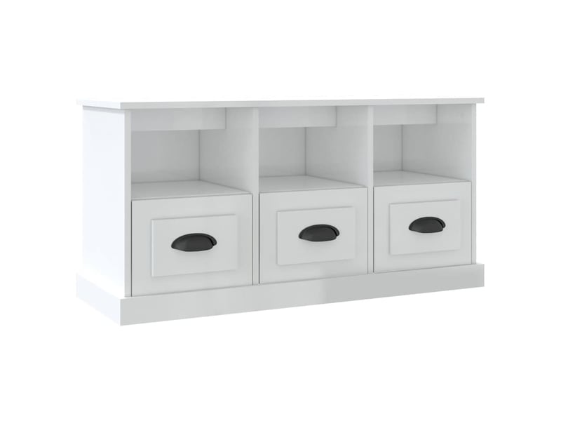  Meuble tv - banc tv - meuble de rangement blanc brillant 100x35x50 cm bois d'ingénierie  - Conforama A