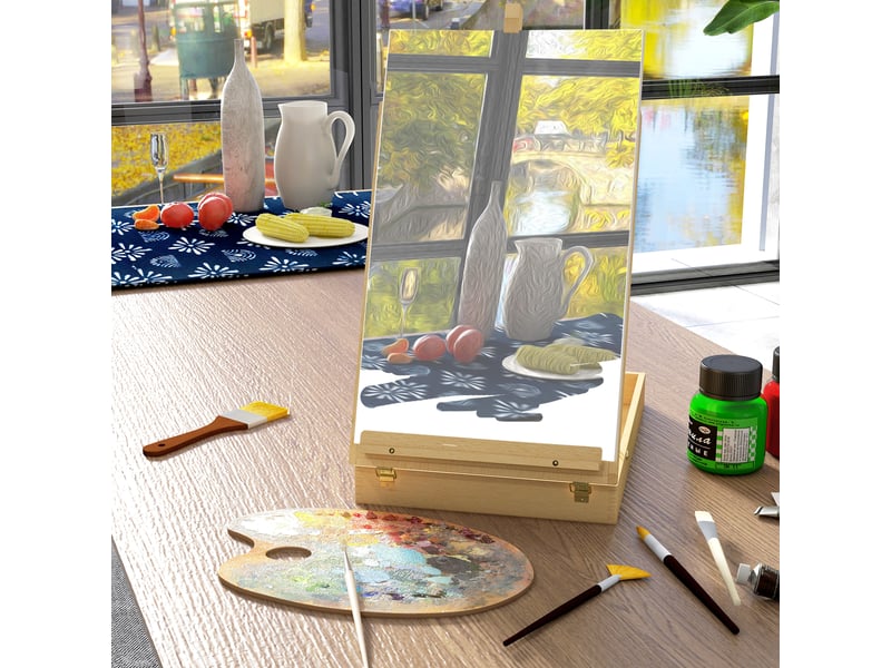  Chevalet de table en bois pour toile jusqu'à 61 cm bois de hêtre planche à dessin bois pliante naturel  - Conforama D