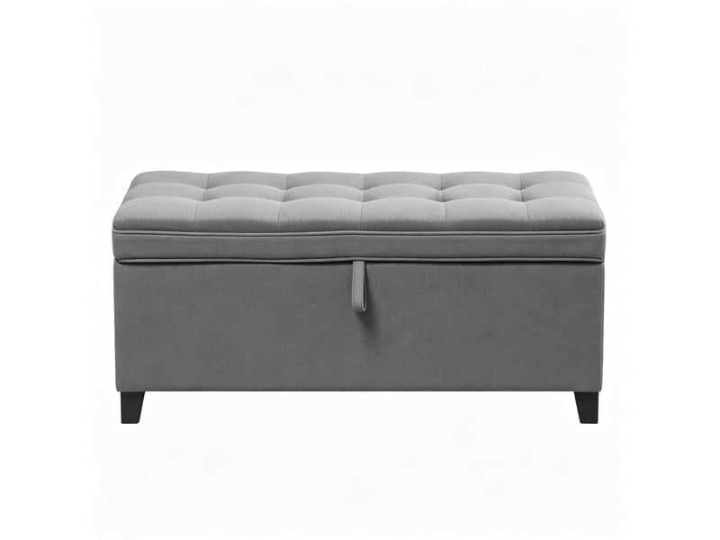  Banc de rangement 120 x 40 cm - gris foncé - assise capitonnée et coffre de rangement 112 l en mdf  - Conforama A