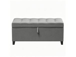 Banc de rangement 120 x 40 cm - gris foncé - assise capitonnée et coffre de rangement 112 l en mdf