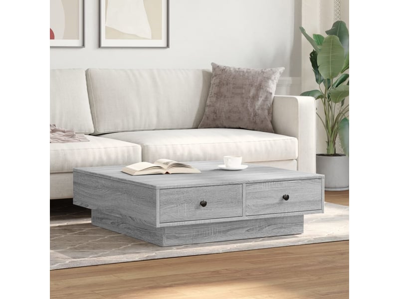 Table basse - table de salon - table à thé sonoma gris 90x90x28 cm bois d'ingénierie  - Conforama C