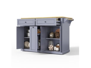 Îlot de cuisine mobile 121x69x89 cm plateau rabattable mdf naturel et gris