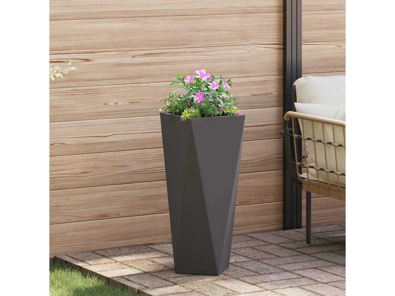  Jardinière - bac à fleurs 2 pcs noir 30 x 30 x 75 cm acier  - Conforama D