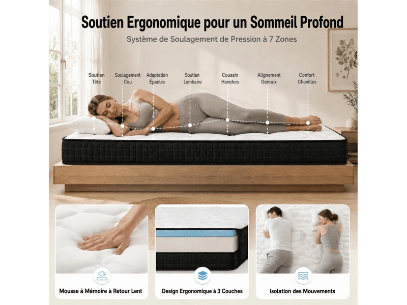  Matelas 180x200 - matelas 2 places épaisseur 15 cm - matelas pour adulte enfant Mousse - Conforama C