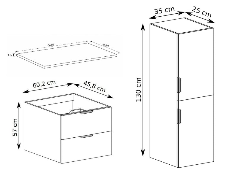 Ensemble meuble sous vasque avec plan et colonne novo l.60 cm effet noyer warmia - Conforama C