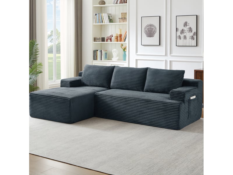 Canapé d'angle modulable convertible 4 places 238x152x66 cm gris foncé - Conforama W