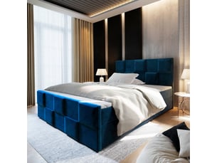 Lit avec rangement 180x200 cm <strong>MASSENO</strong> <strong></strong> coloris bleu