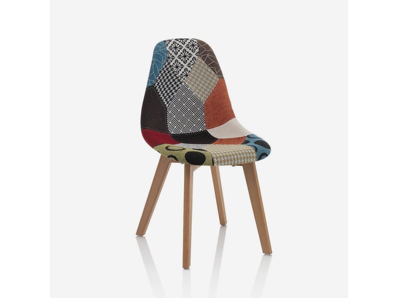  Lot de 4 chaises rembourrées en tissu patchwork victoria  - Conforama C
