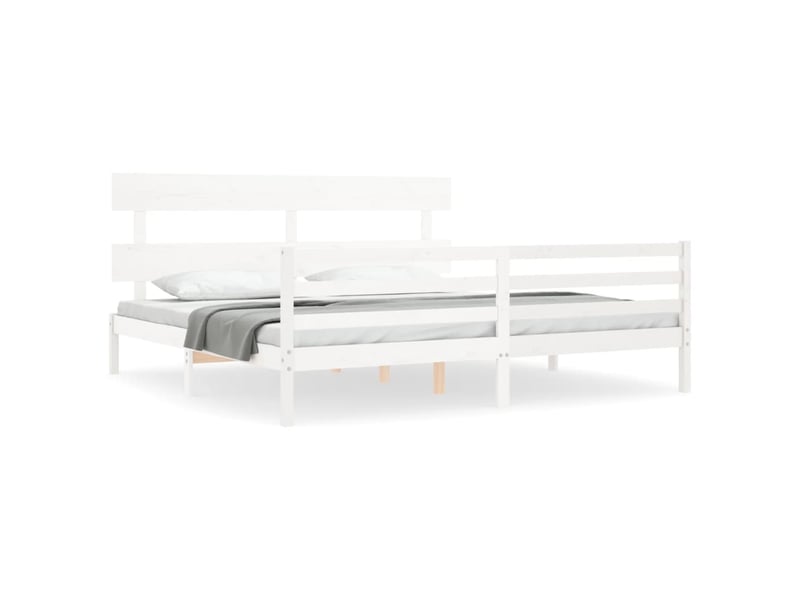  Lit double- lit adulte -  cadre de lit sans matelas blanc 200x200 cm bois massif  - Conforama A