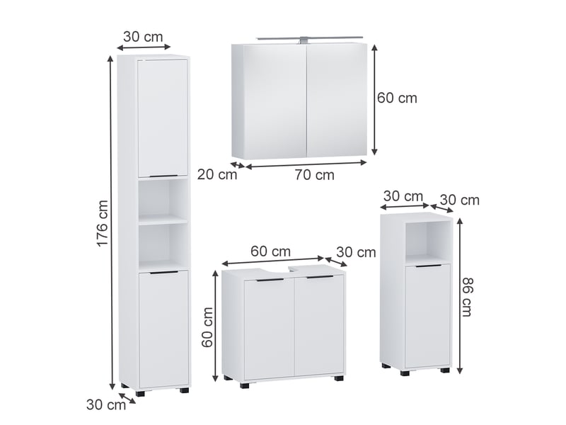 Vicco meubles bain, blanc, 4 pièces  - Conforama B