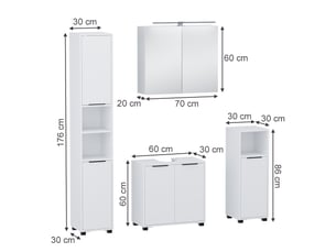Vicco meubles bain, blanc, 4 pièces