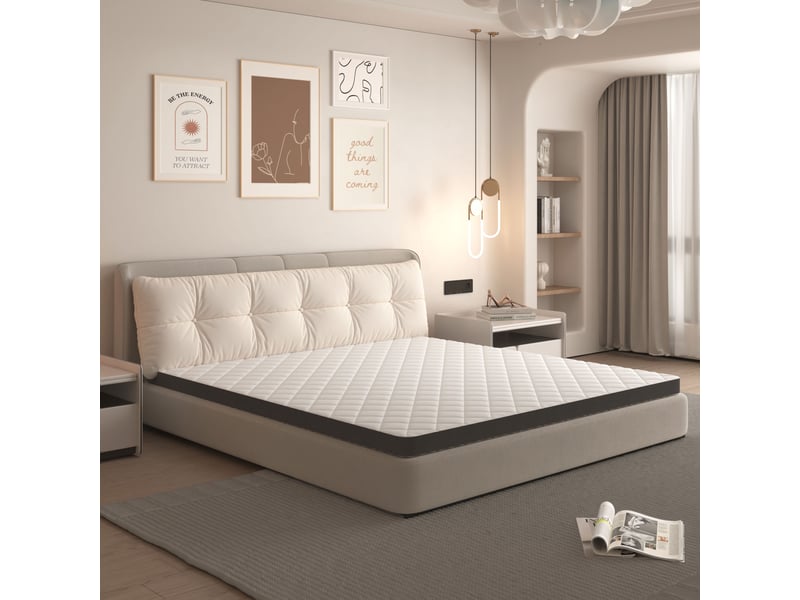  Matelas en mousse froide 90 × 200 cm 1 place h3 avec soutien 7 zones, livré compressé, blanc et gris  - Conforama B