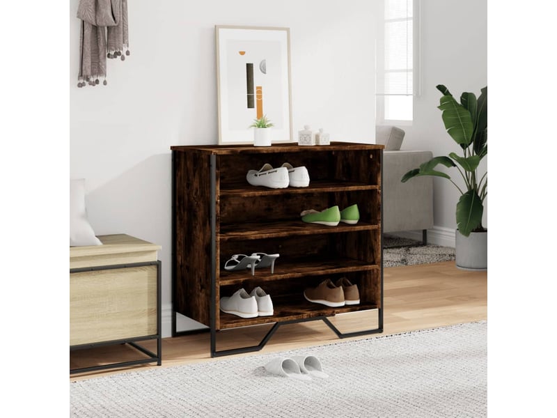  Meuble à chaussure | armoire à chaussures chêne fumé 80x38x78 cm bois d'ingénierie  - Conforama C