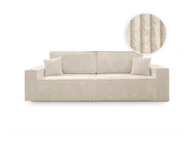  Farah - canapé droit 3 places convertible en velours cotelé épais  - Conforama A