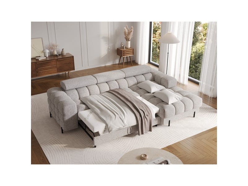Canapé d'angle droit convertible gris chiné élégance moderne 285x99x181cm filtro - Conforama B