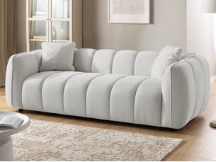 Canapé droit fixe <strong>S-STYLE MOBILIER</strong> <strong>NUBIRA</strong> 3 places Tissu gris