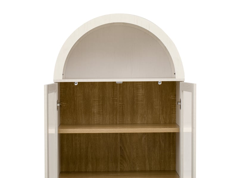  Highboard 76.2x40.1x180 cm avec portes en verre transparent, étagères réglables et tiroirs, mdf, blanc  - Conforama D