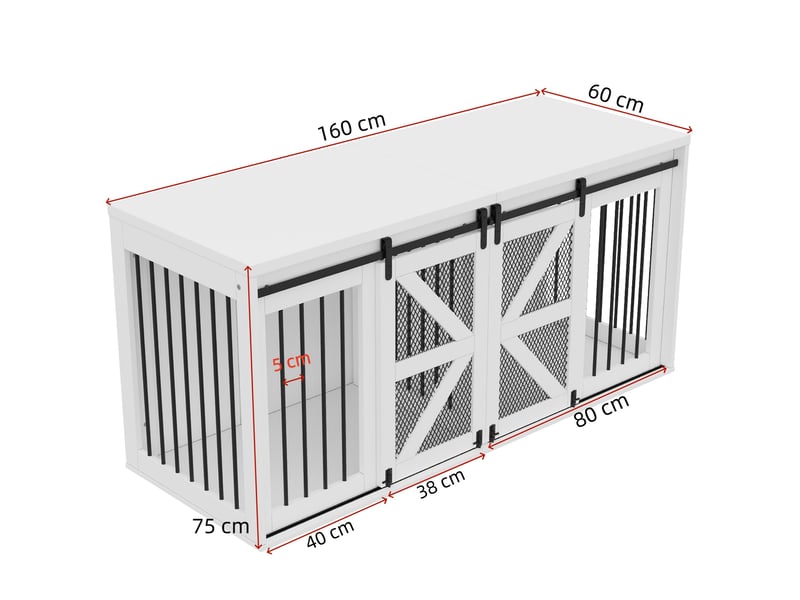  Meuble tv avec séparation pour deux chiens, portes coulissantes, blanc 160 x 60 x 75 cm evryae  - Conforama E