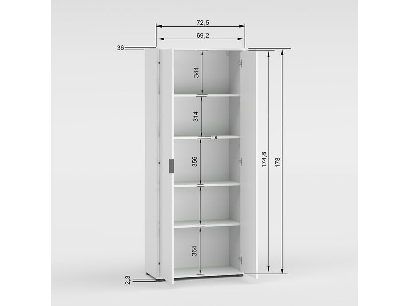  Armoire multifonction 2 portes avec 4 étagères made in italy jolly  - Conforama E