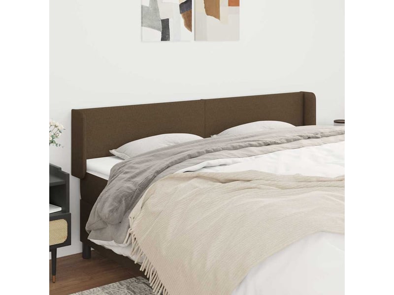  Tête de lit, décoration murale avec oreilles marron foncé 203x16x7888 cm tissu shl66658  - Conforama B