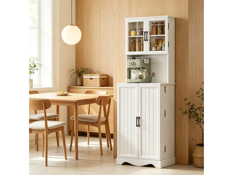 Meuble de cuisine muvano, buffet de cuisine blanc 4 portes avec plan de travail, largeur 60 cm - Conforama C