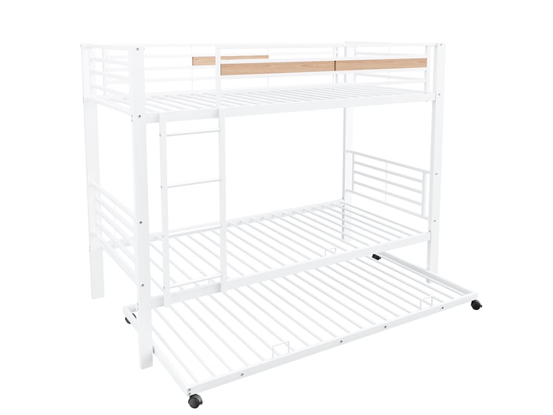 Lits superposés 90 × 200 cm en métal blanc avec lit gigogne sur roulettes IKSETERA TRADING LTD - Conforama W