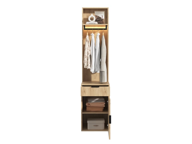  Penderie modenvie avec led et tiroir à bijoux mdf chêne 45 x 47 x 200 cm  - Conforama A