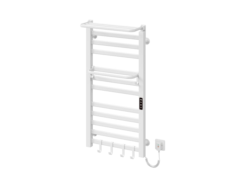  Sèche-serviettes électrique connecté wifi emke 1000x500 mm avec étagère pliable, écran led, programmable, 280 w, blanc brillant  - Conforama A