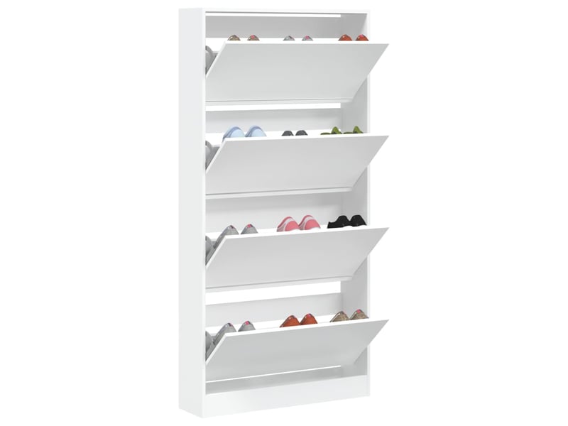  Meuble à chaussure | armoire à chaussures 4 tiroirs rabattables blanc 80x21x163,5 cm  - Conforama D