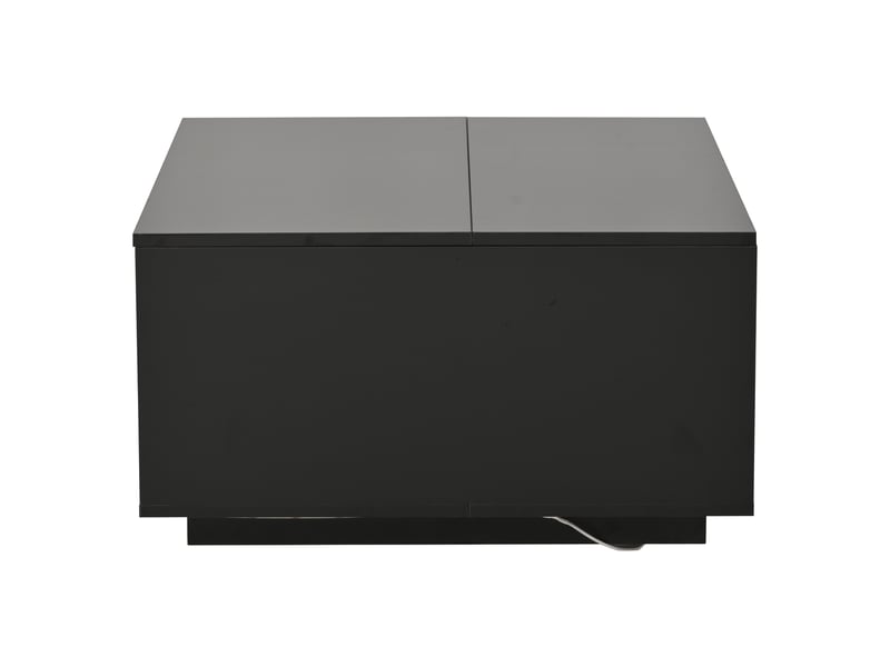  Table basse carrée 70x70x38 cm noire en panneau de particules avec plateau relevable led et rangement dissimulé tiroir evarich - Conforama A