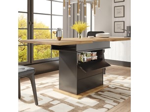Table à manger extensible, 110x80x75 cm, repas, salle à manger, design moderne, pratique, mdf, coloris noir et naturel
