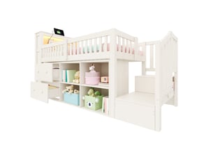 Lit mezzanine 90x200 cm BEAOK coloris blanc