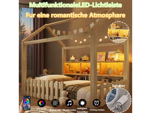 Lit cabane 90x190 cm ZOVIRA coloris naturel