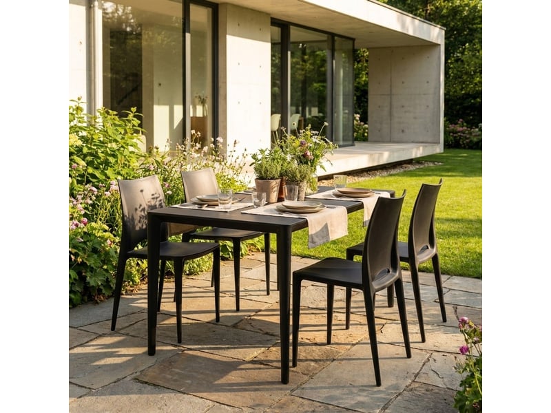 Lot de 4 chaises empilables en polypropylène lione - noir - Conforama B