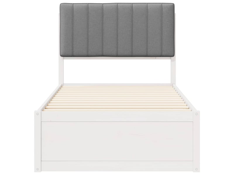  Lit simple- lit adulte -  cadre de lit avec tête de lit rembourrée gris clair 90 x 200 cm  - Conforama D