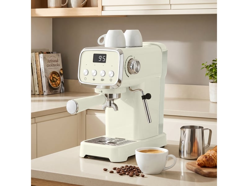  Machine à expresso vintage 1350w 20 bars réservoir 1,2l buse vapeur mousse lait  - Conforama B