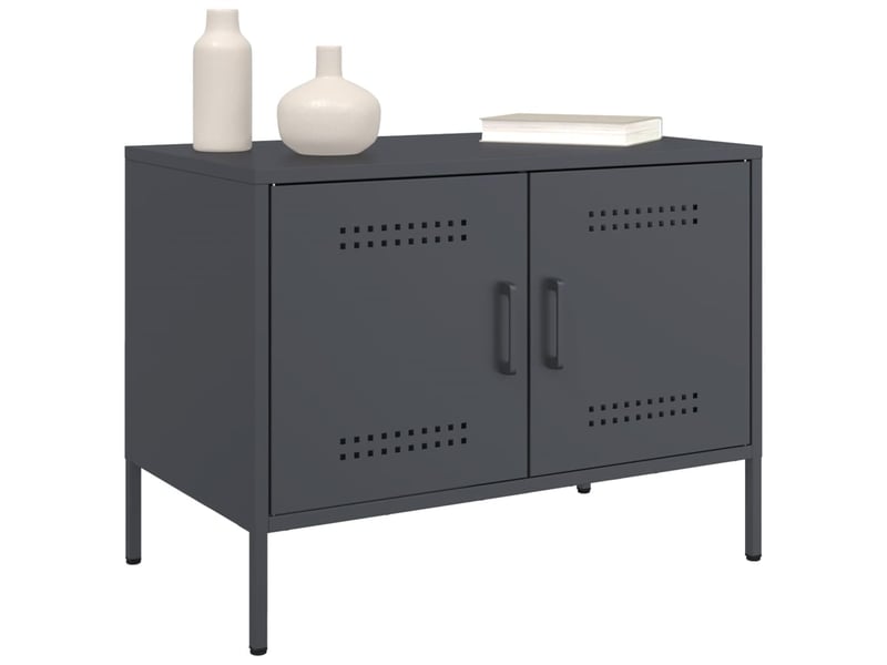 Lot de 2 meuble tv bas salon anthracite 68x39x50,5 cm acier shl58606  - Conforama D