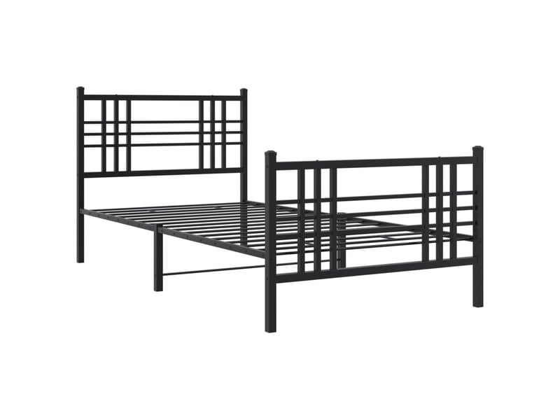  Lit simple- lit adulte -  cadre de lit métal sans matelas avec pied de lit noir 90x190 cm  - Conforama B