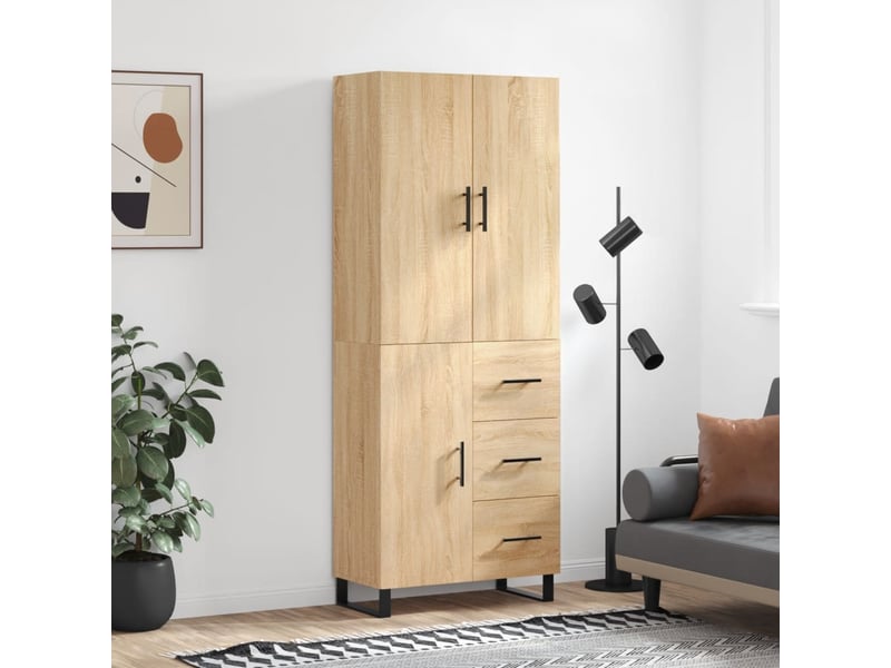  Buffet haut - bahut - meuble de rangement chêne sonoma 69,5x34x180 cm bois d'ingénierie  - Conforama B