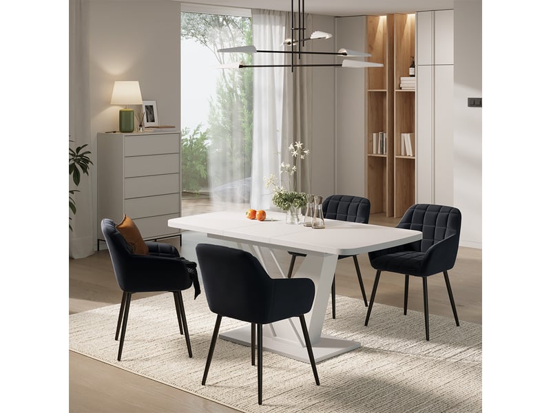 Vicco ensemble de table à manger, blanc, 120x80cm avec 4 chaises de salle à manger - Conforama C